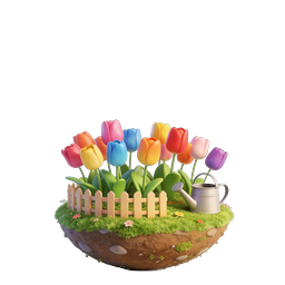 Colorful Tulip Garden Floating Orb 3D Icon