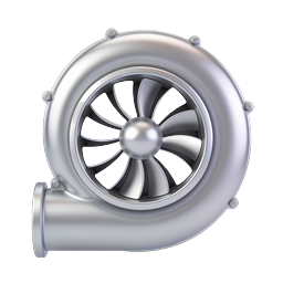 Turbocharger Fan Icon - Metallic 3D Render
