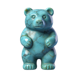 Turquoise Bear Figurine - 3D Realistic Stone Icon