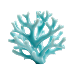 Turquoise Coral Icon - 3D Clay Style Sea Life