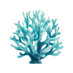 Turquoise Coral Tree 3D Icon - Ocean Nature Design