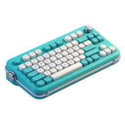 Turquoise Retro Mechanical Keyboard 3D Icon