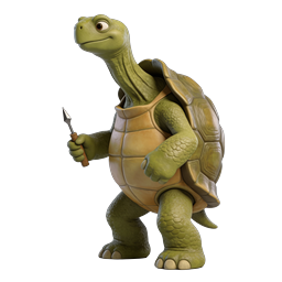 3D Cartoon Turtle Character with Hammer Tool