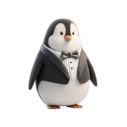 Tuxedo Penguin Icon - Elegant 3D Animal Mascot