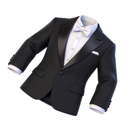 Elegant Black Tuxedo Suit Icon - Formal Wear 3D Illustration