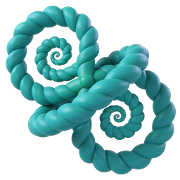 Spirales de corde bleu sarcelle tressées - Icône style argile 3D