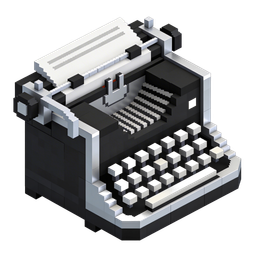 Vintage Typewriter Icon in Block Style for Creative Use