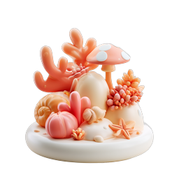 Icono de escena submarina de arcilla - Ilustración 3D de arrecife de coral