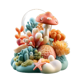Underwater Coral Reef Clay 3D Icon | Ocean Nature Design