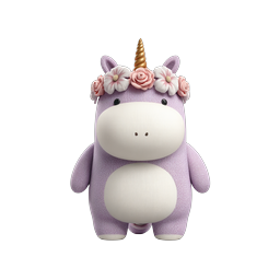 Cute Lavender Unicorn Plush Toy Icon with Flower Crown