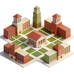 3D Educational Institution Icon for Campus Life