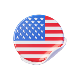 USA Flag 3D Glossy Icon - American Stars and Stripes