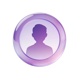 Purple Glass User Avatar Icon - 3D Realistic Style