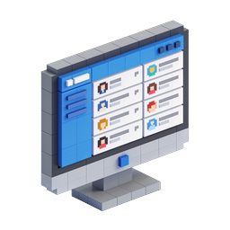 Isometric User List Monitor Icon - 3D Dashboard