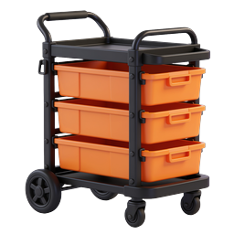 Icône de chariot de nettoyage avec bacs de rangement orange