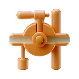 Orange 3D Valve Control Icon | Industrial Clay Style