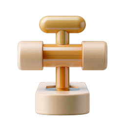 Golden Valve Handle Icon - Realistic 3D Render