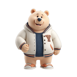 Cute Varsity Bear Character 3D Icon
