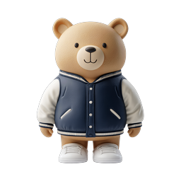 Cute Teddy Bear in Varsity Jacket Icon - 3D Character