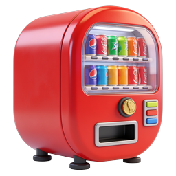 3D Vending Machine Icon - Colorful Soda Dispenser Graphic
