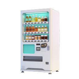 3D-Verkaufsautomat-Icon mit Getränken und Kaffee