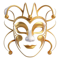 Elegant Venetian Carnival Mask Icon - White & Gold Design