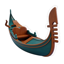 Venetian Gondola Boat Icon - Realistic 3D Design