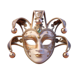 Ornate Venetian Jester Mask Icon for Carnival Designs