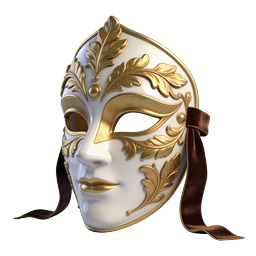 Elegant Venetian Gold Mask Icon | Realistic Masquerade
