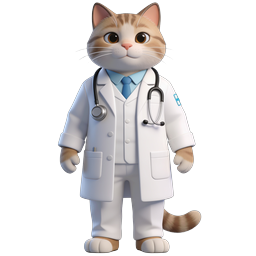 Adorable Vet Cat Icon for Pet Care Services