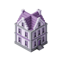 Isometric Victorian House Icon - Purple Pixel Art