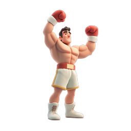Victorious Boxer Character 3D Icon - Champion Celebration