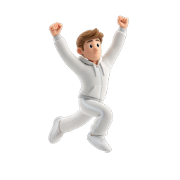Victorious Jumping Character 3D Icon