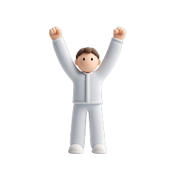 Victory Celebration Character Icon - 3D Clay Style
