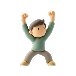 Victory Celebration 3D Clay Character Icon