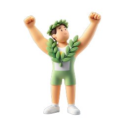 Victory Champion Athlete 3D Icon | Achievement Character