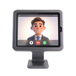 Icono de tablet videollamada – pantalla de videoconferencia 3D