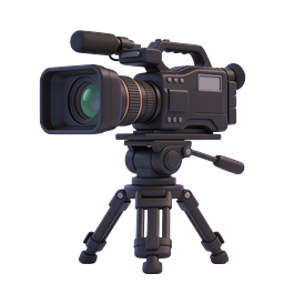 Professional Video Camera Tripod Icon 3D Render