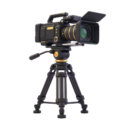 Professional Video Camera on Tripod Icon - 3D Render