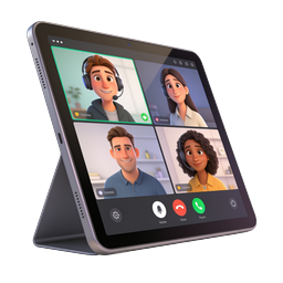 Video Conference Tablet Icon - 3D Meeting App Illustration