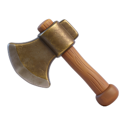 Viking Axe 3D Icon - Golden Medieval Weapon