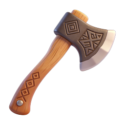 Stylized Viking Battle Axe 3D Icon with Celtic Patterns