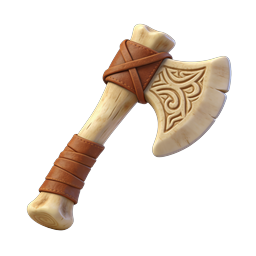 Viking Bone Axe 3D Icon with Celtic Engravings