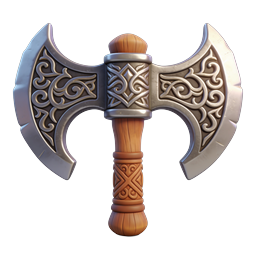 Ornate Viking Double Battle Axe 3D Icon
