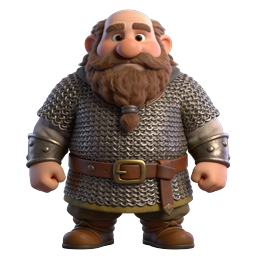 3D Viking Dwarf Warrior Character Icon for Fantasy Games