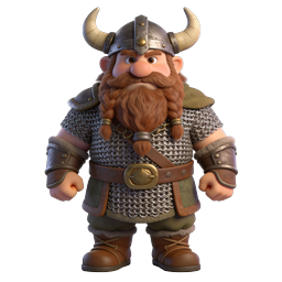 Viking Warrior Character 3D Icon - Norse Fighter