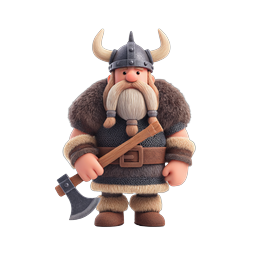 Icona personaggio guerriero vichingo - Illustrazione 3D fantasy norrena