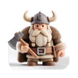 Icône 3D Guerrier Viking - Personnage Nordique avec Hache