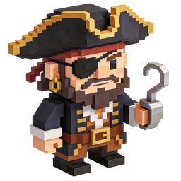 Colorful Pixel Pirate Icon for Games and Media