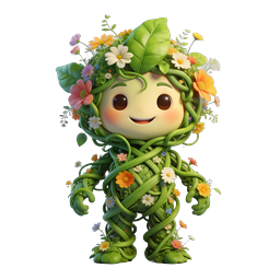 Adorable Vine & Flower Nature Character Icon